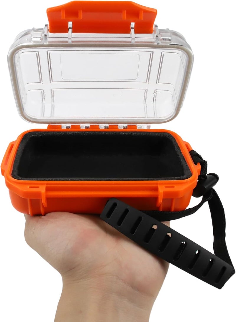 Byrixk Small Waterproof Box Mini Dry Box Waterproof Container Watertight Storage Case Small Waterproof Boxes for Kayaking Boating Orange Drybox, 5.5" L x 4" W x 2.4" H - Image 1